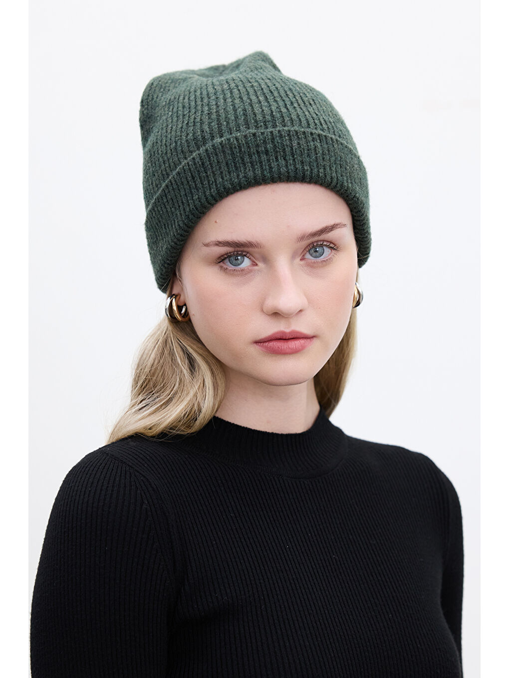 Fitilli Örgü Bere Koyu Yeşil