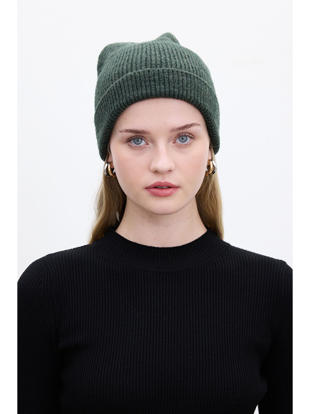 Fitilli Örgü Bere Koyu Yeşil-1