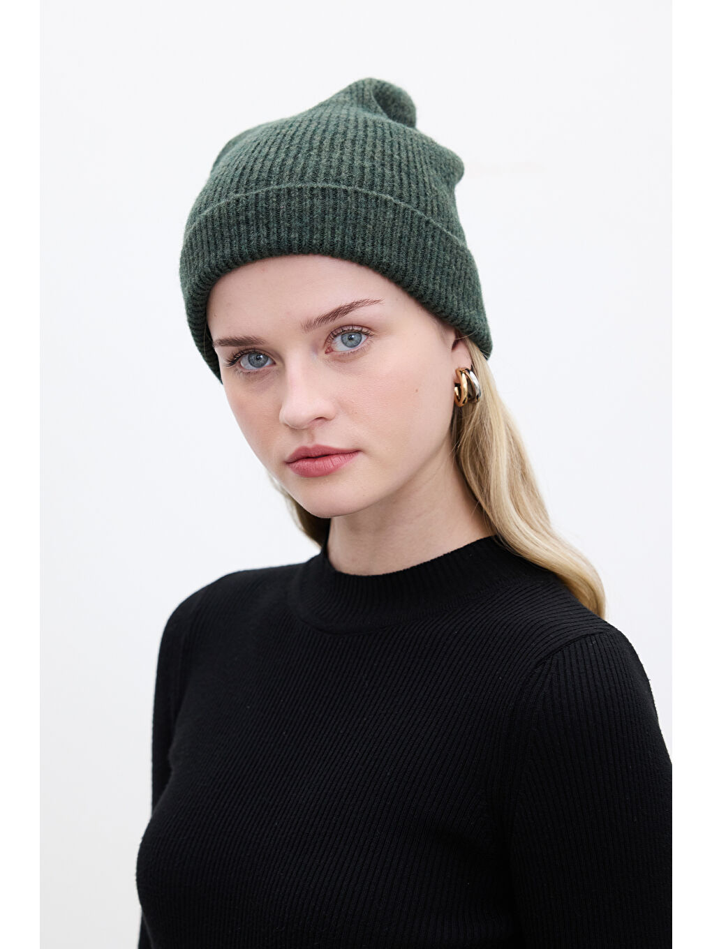 Fitilli Örgü Bere Koyu Yeşil-2