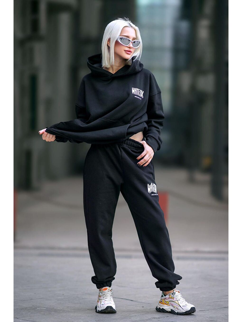 Siyah Kapüşonlu Eşofman Takımı Mg1917