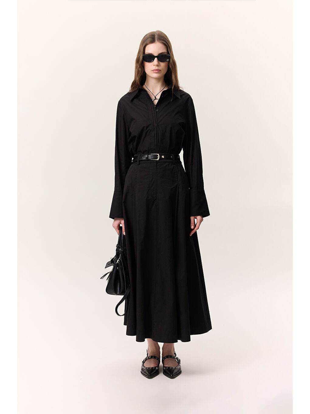 Nervür Detaylı Fit Gömlek Siyah-2