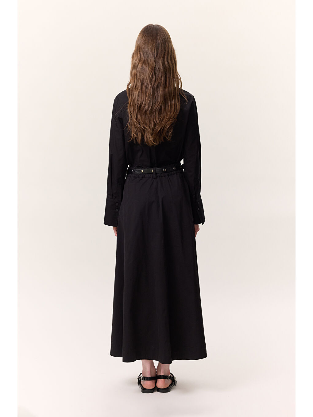 Nervür Detaylı Fit Gömlek Siyah-4