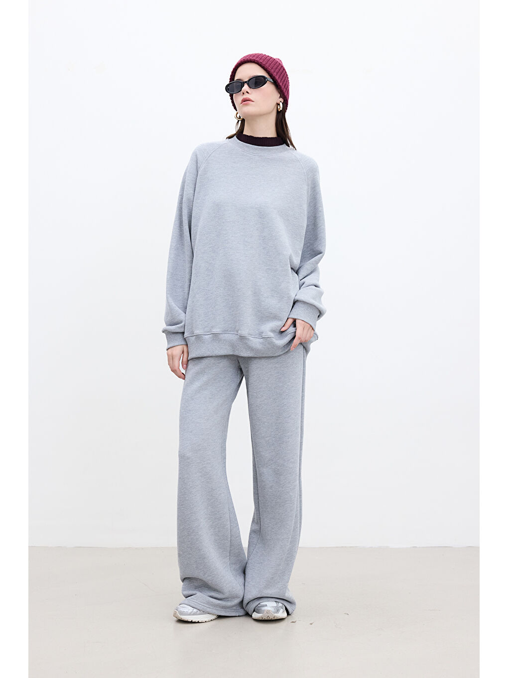 Gri Basıc Rahat Pantolon Grı-Melanj-1