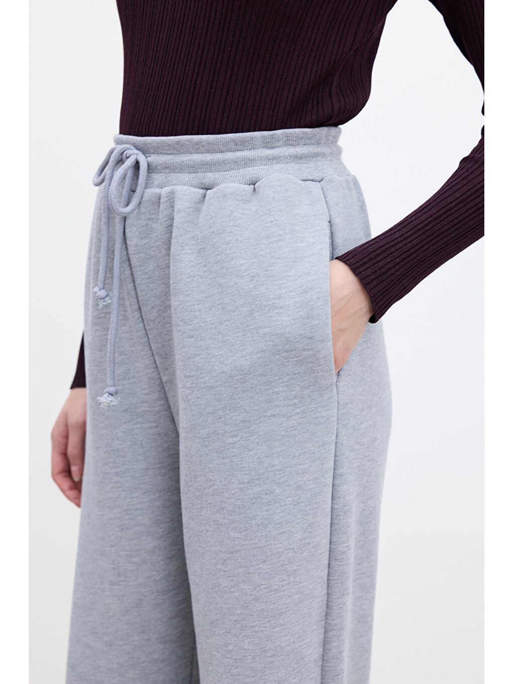 Gri Basıc Rahat Pantolon Grı-Melanj-4
