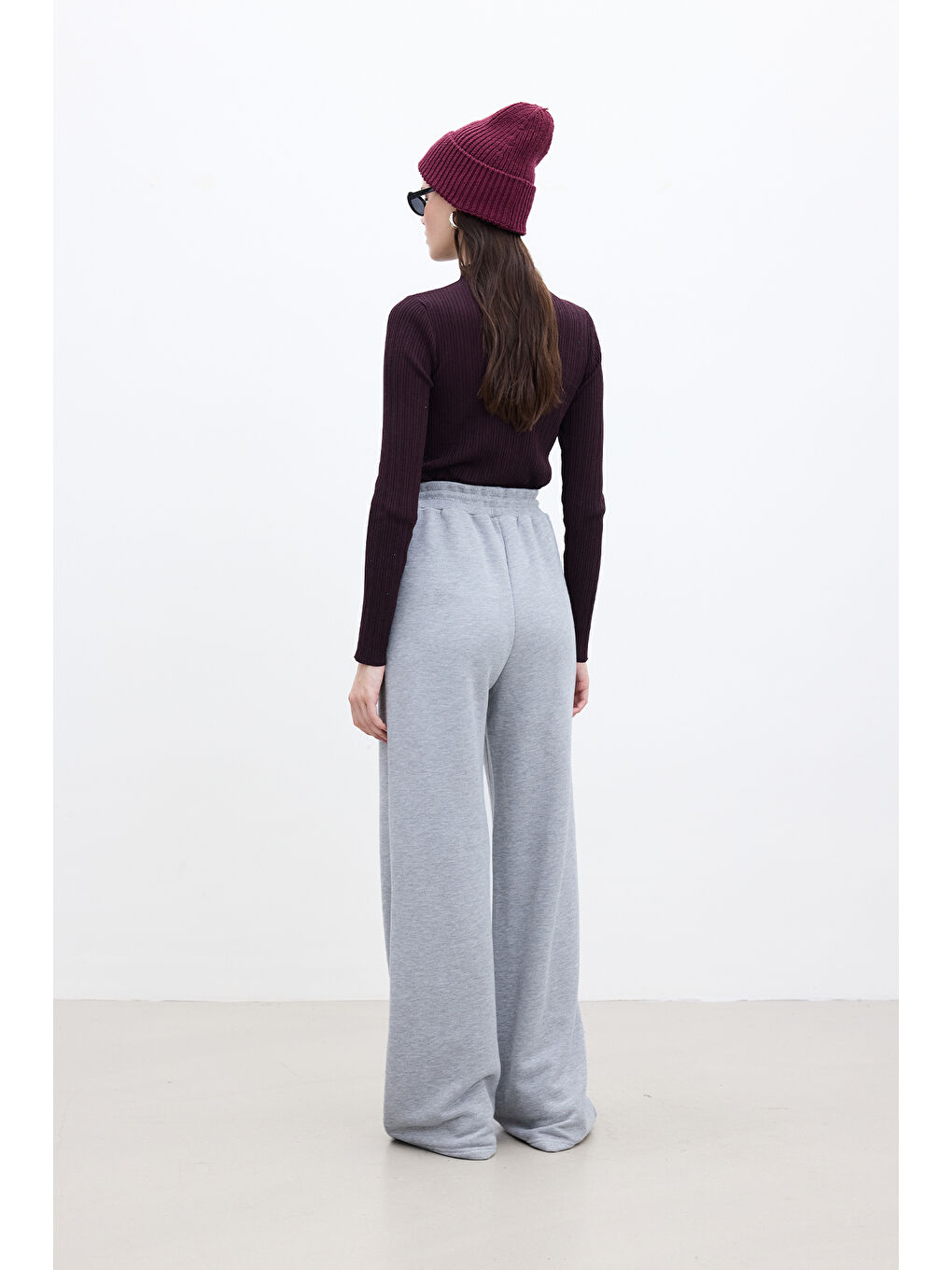 Gri Basıc Rahat Pantolon Grı-Melanj-5