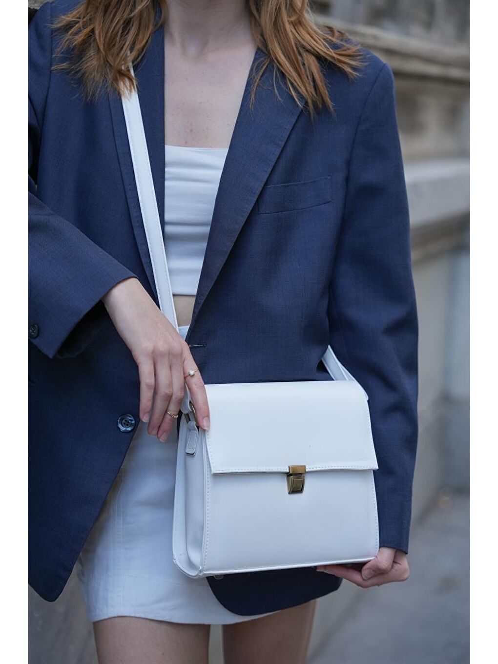 Bellini Tasarım Vintage Kadın Çanta - Beyaz