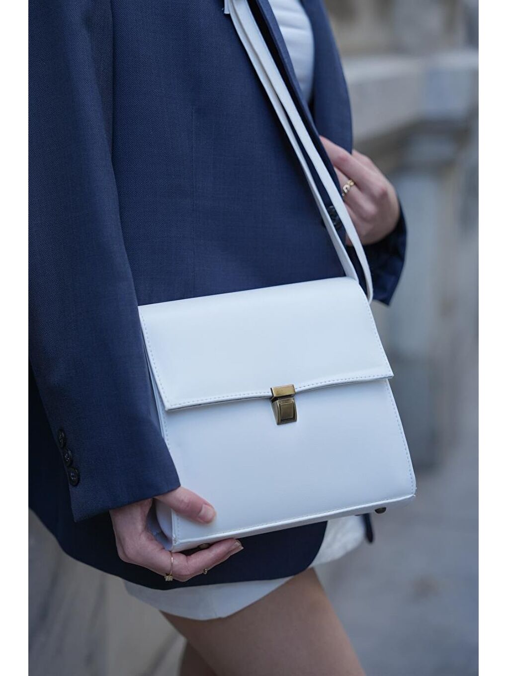 Bellini Tasarım Vintage Kadın Çanta - Beyaz-3