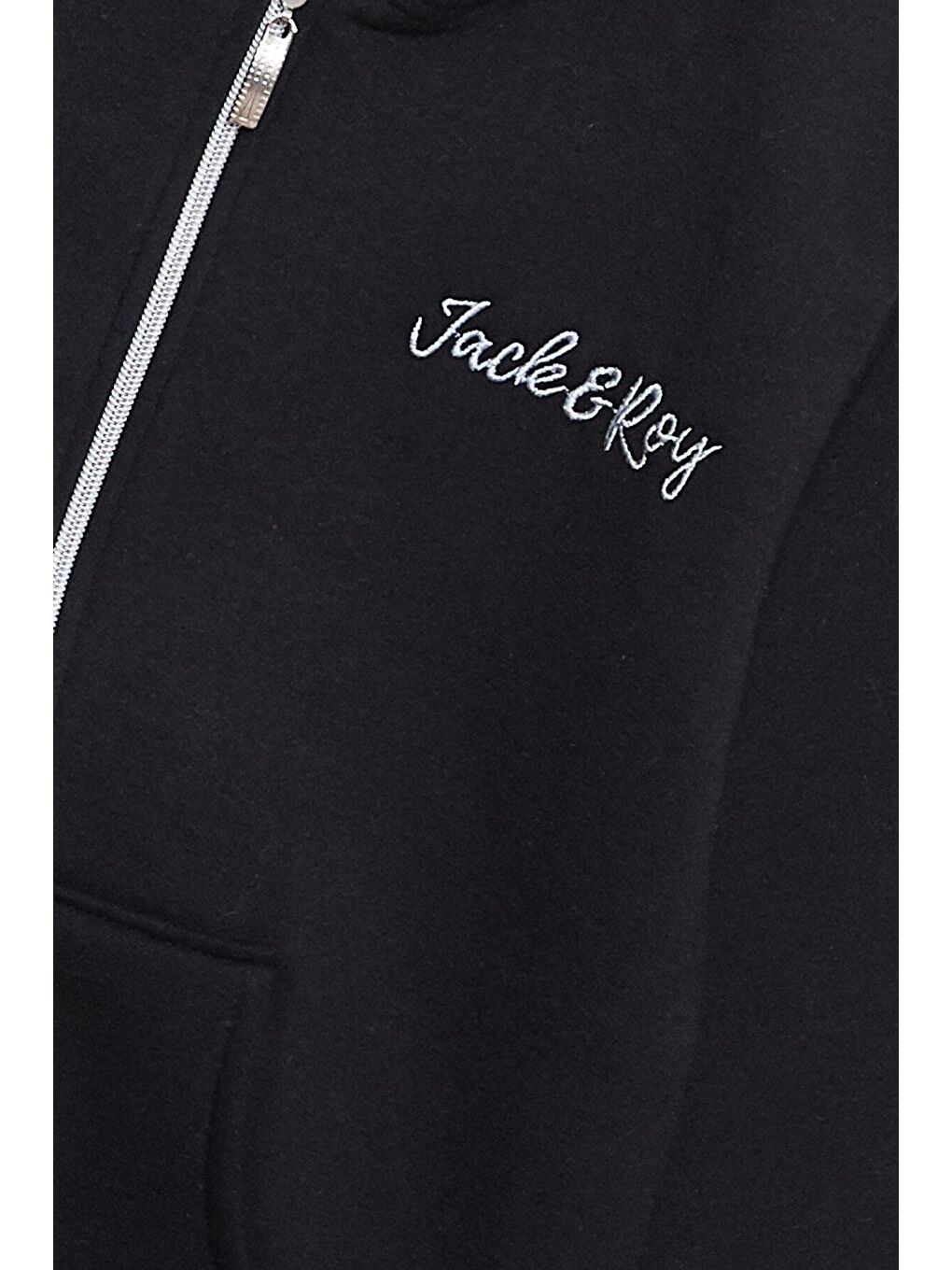 JackandRoy Siyah Kapşonlu Fermuarlı Erkek Çocuk Kalın Sweatshirt - 3