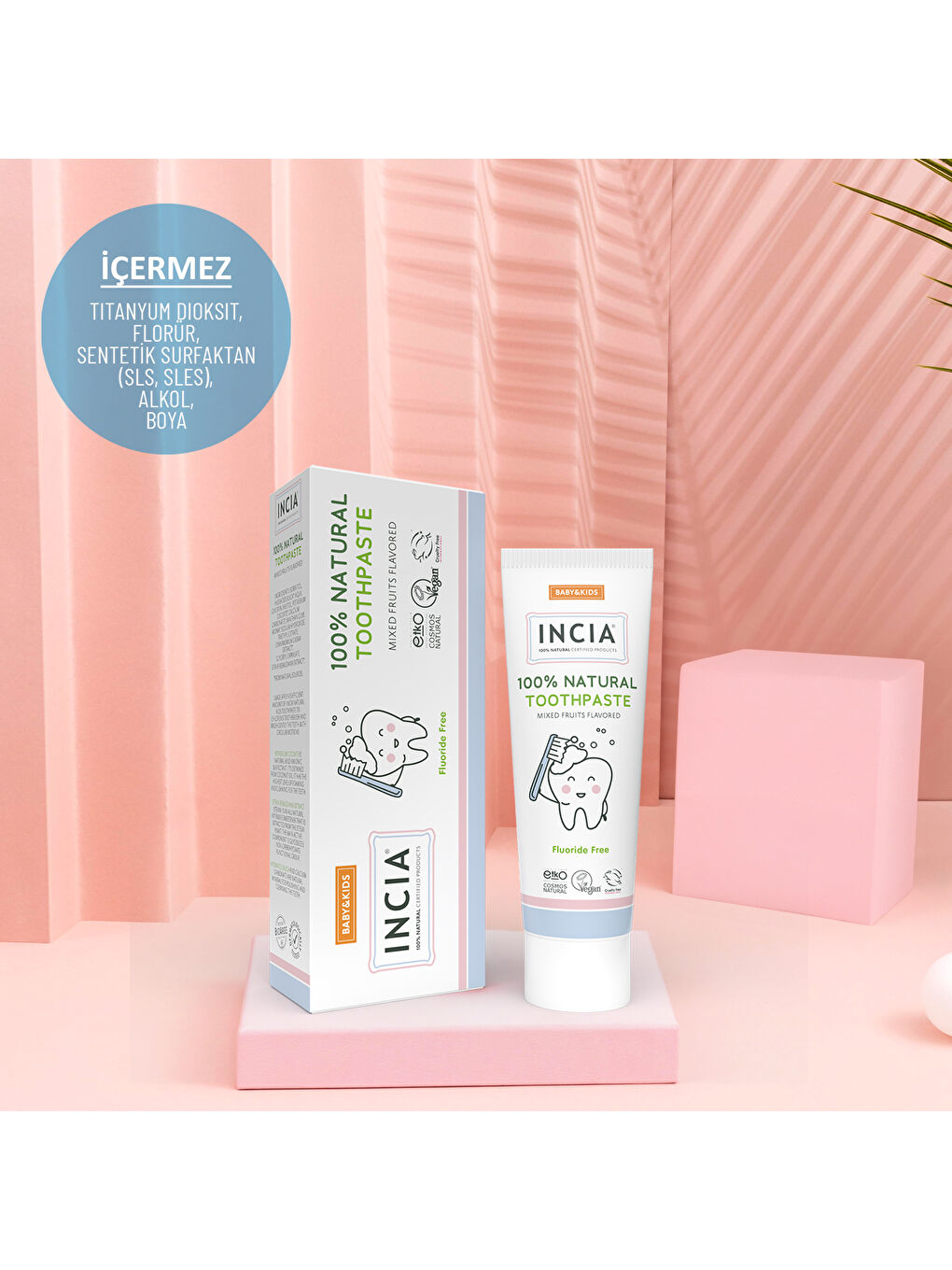 %100 Doğal Diş Macunu Bebek ve Çocuk Karışık Meyve Aromalı Florürsüz 50 ml-2