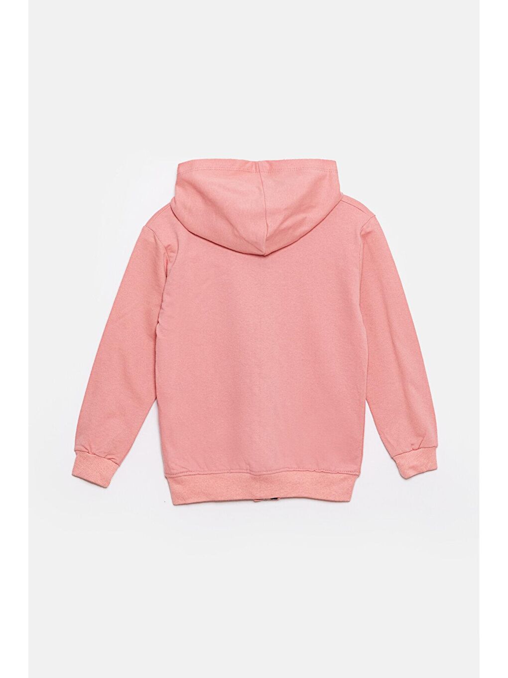 Pembe Fermuarlı Mevsimlik Kız Çocuk Kapüşonlu Sweatshirt-1