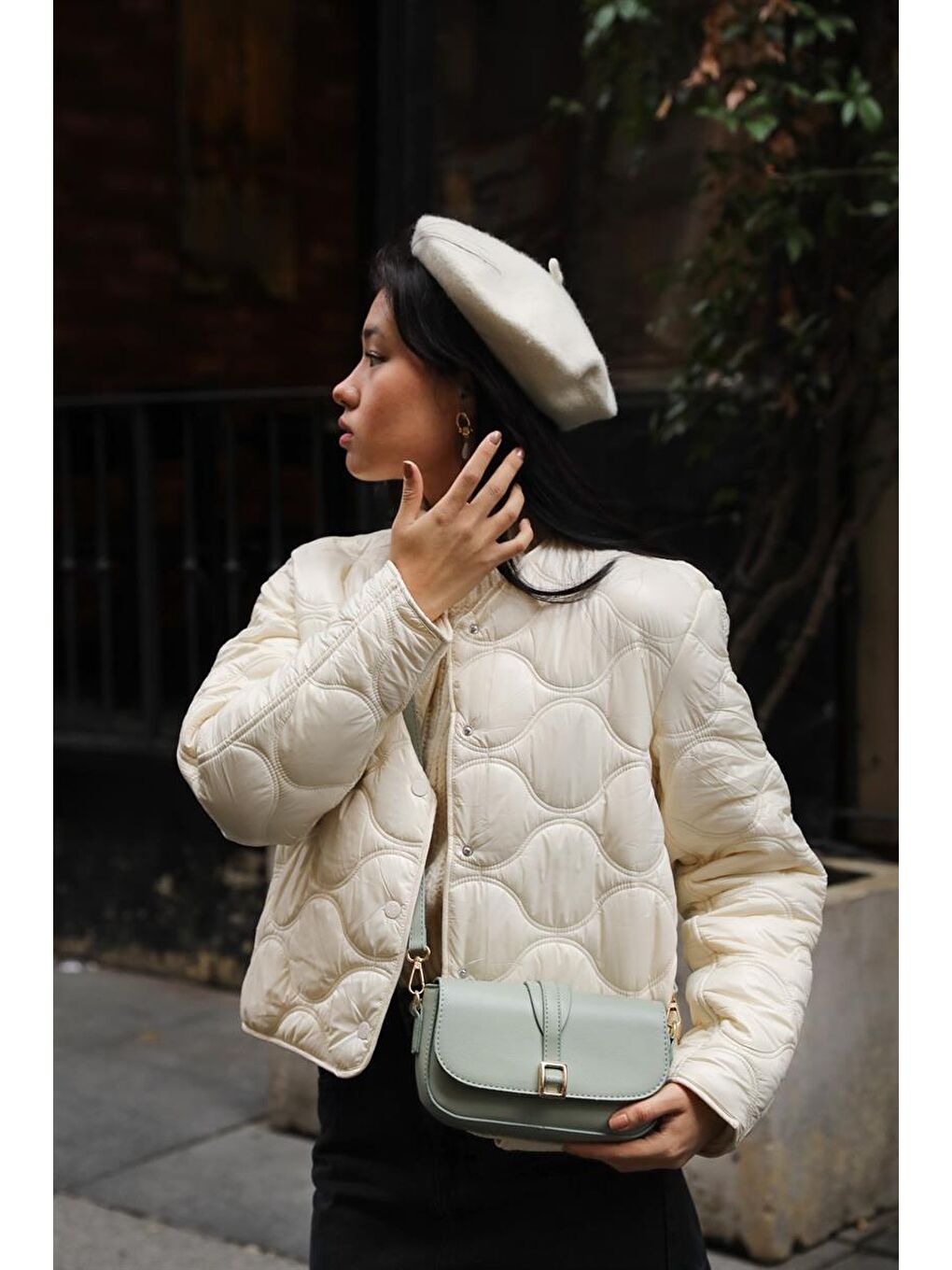 Yeşil Alina Tokalı Çapraz Askılı Kadın Çanta - Mint