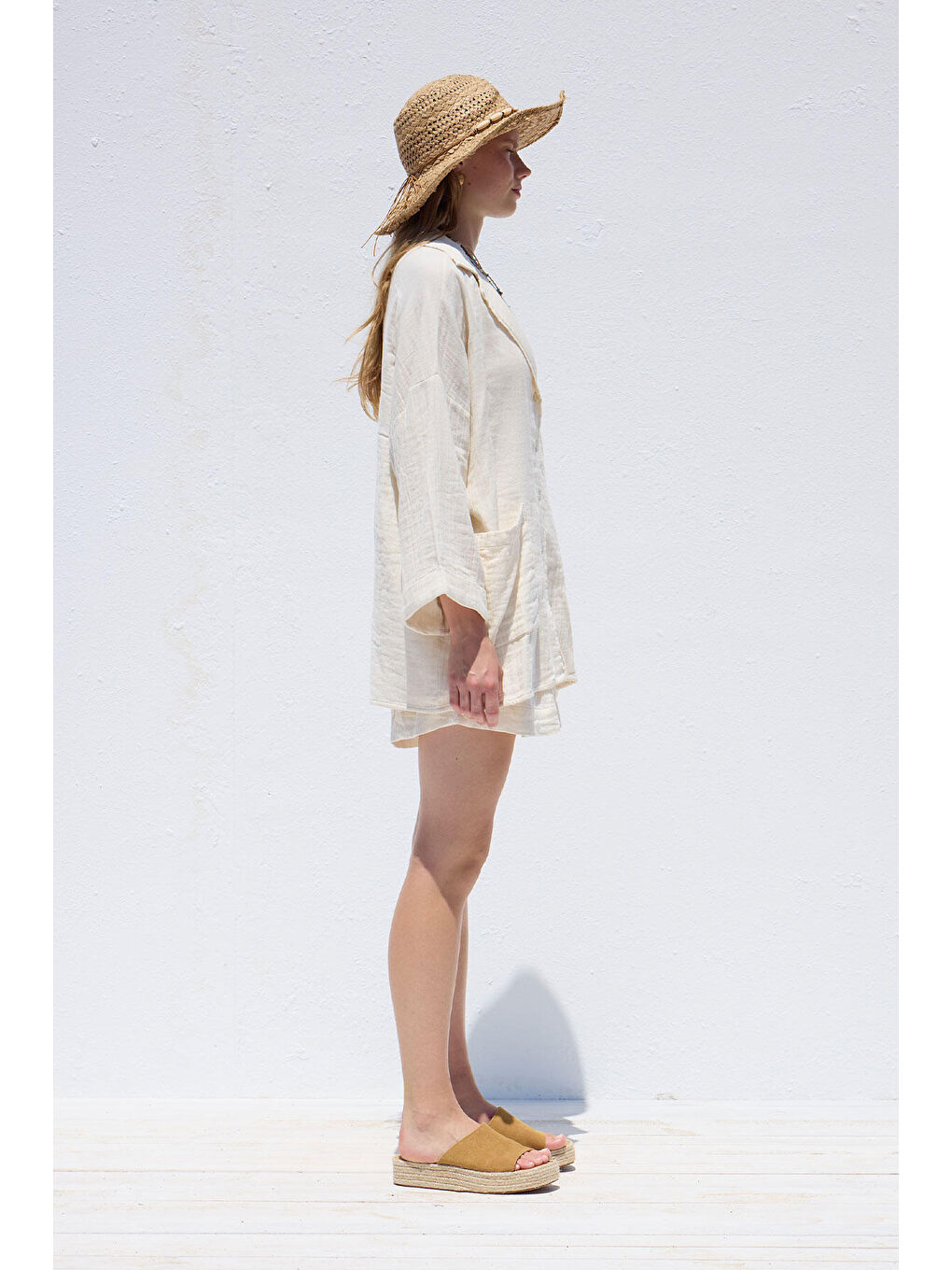 Ceket Yaka Gömlek Ekru-4