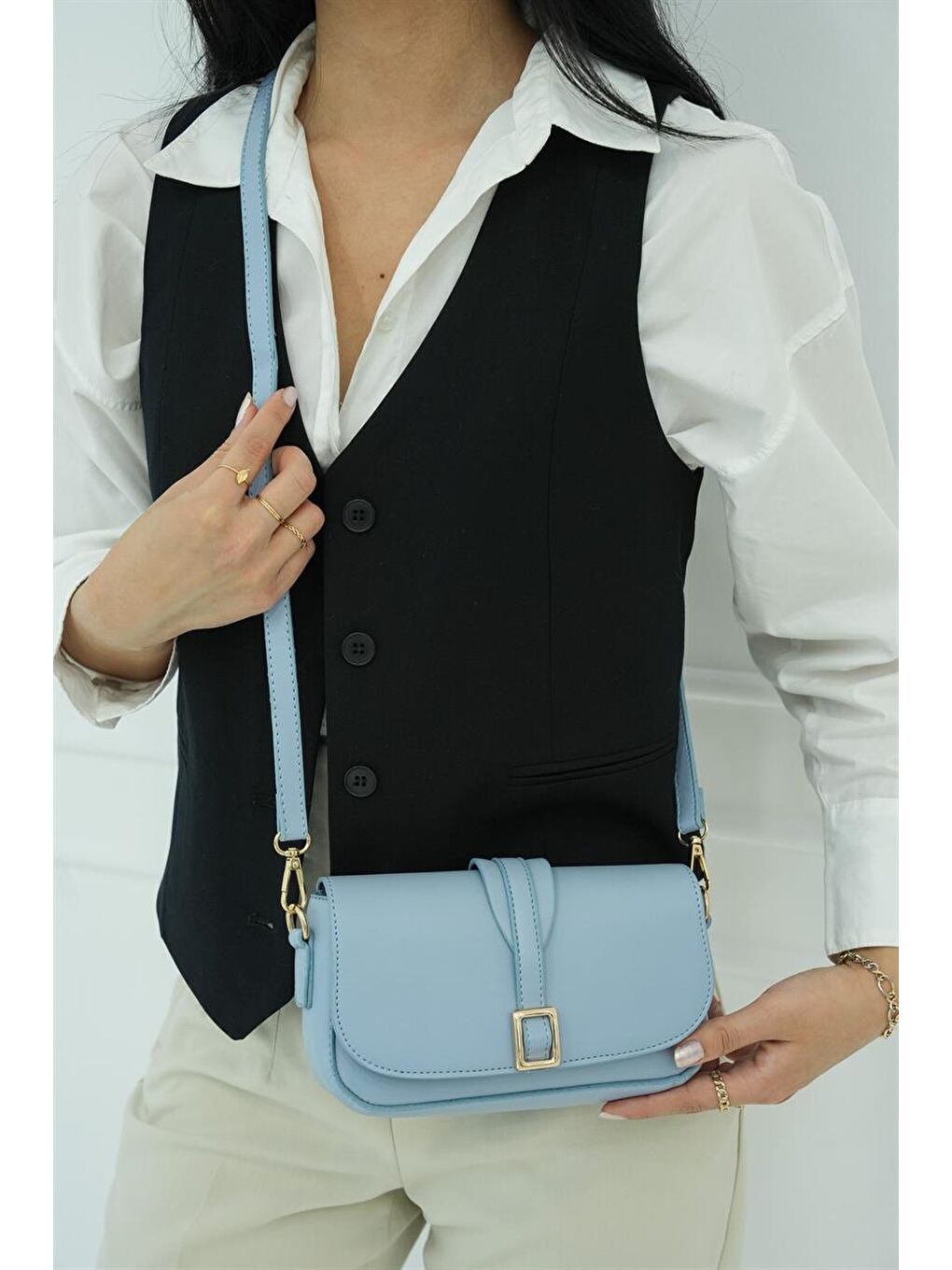 Alina Tokalı Çapraz Askılı Kadın Çanta - Bebe Mavi-2