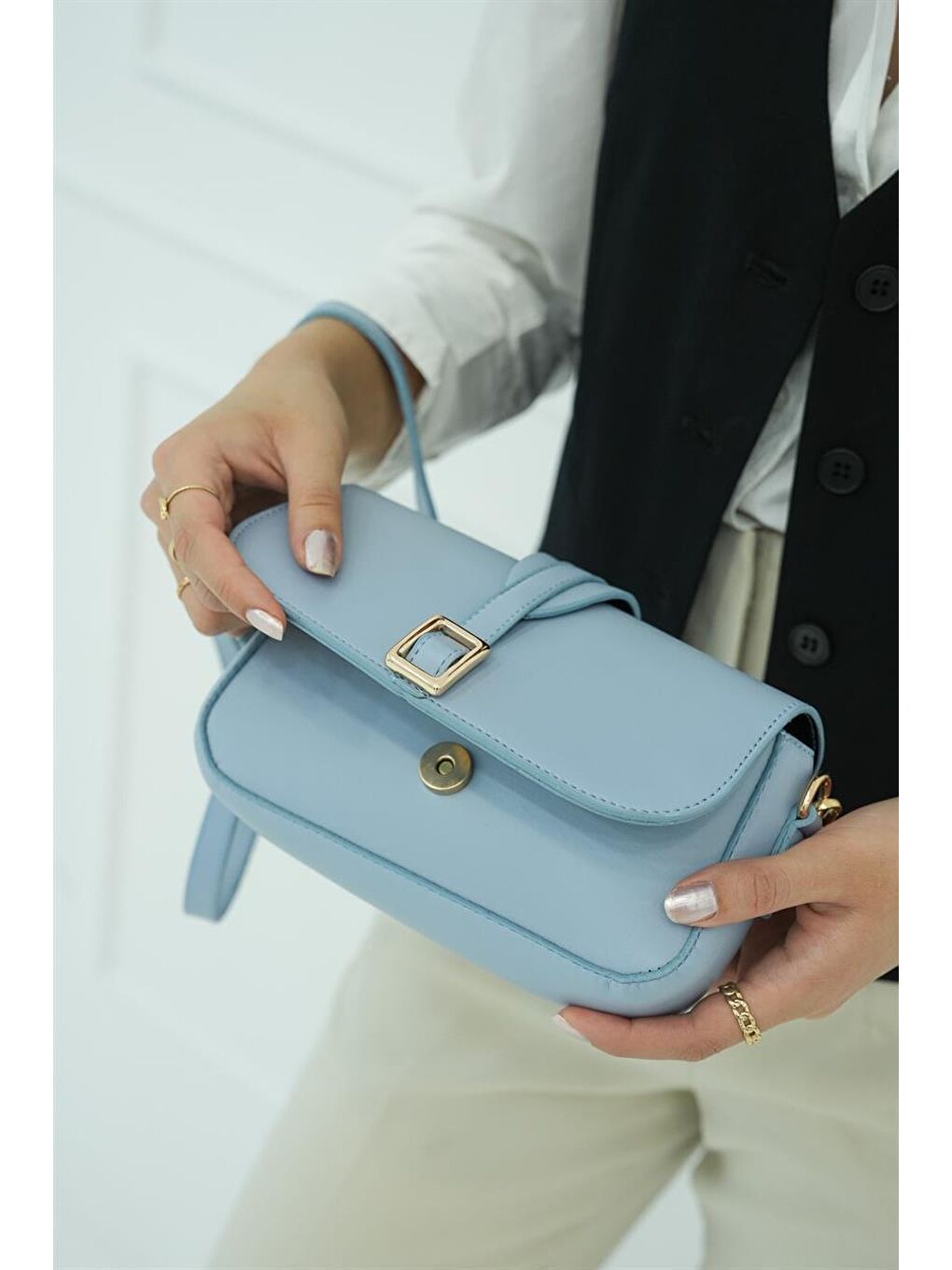 Alina Tokalı Çapraz Askılı Kadın Çanta - Bebe Mavi-4