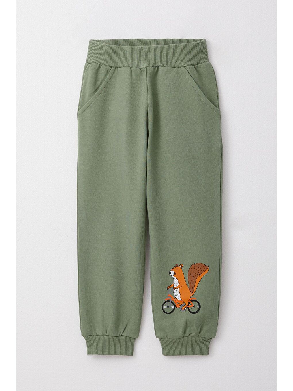 Erkek Bebek Eşofman Takım Sevimli Sincap & Meşe Palamudu Baskılı Bej (1 Yaş)-4