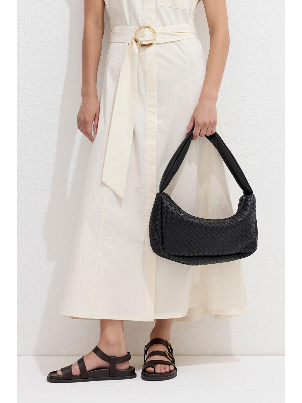 Frances Örgü Oval Çanta Siyah-2