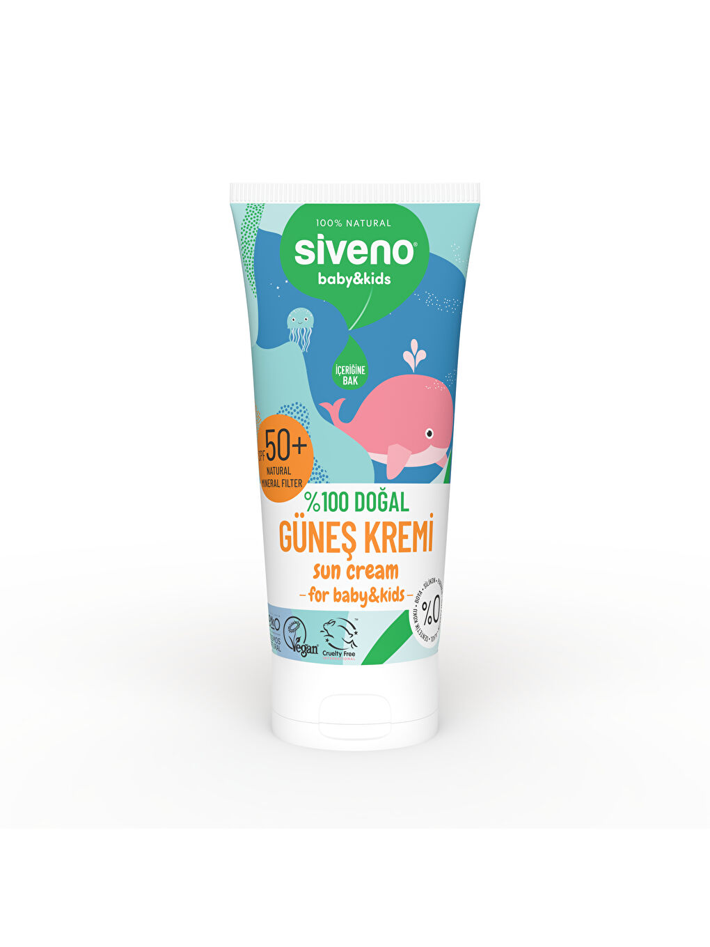 %100 Doğal Bebek Güneş Kremi Leke Karşıtı Antioksidan Nemlendirici Vegan UVA UVB SPF 50+ 50 ml