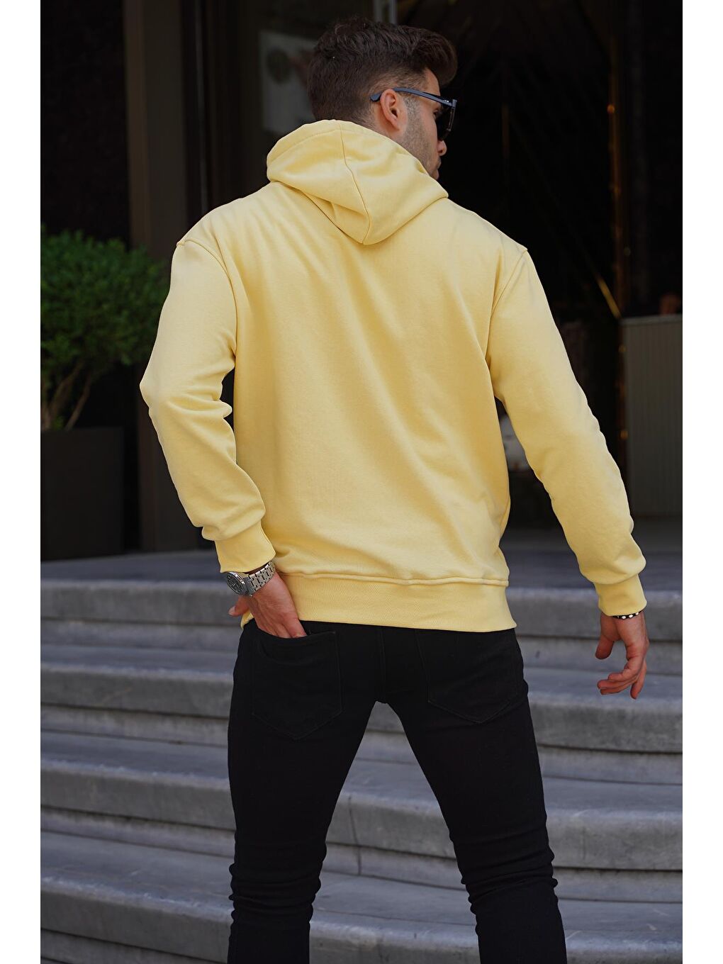 Madmext Sarı Kapüşonlu Nakışlı Erkek Sweatshirt 6145 - 1