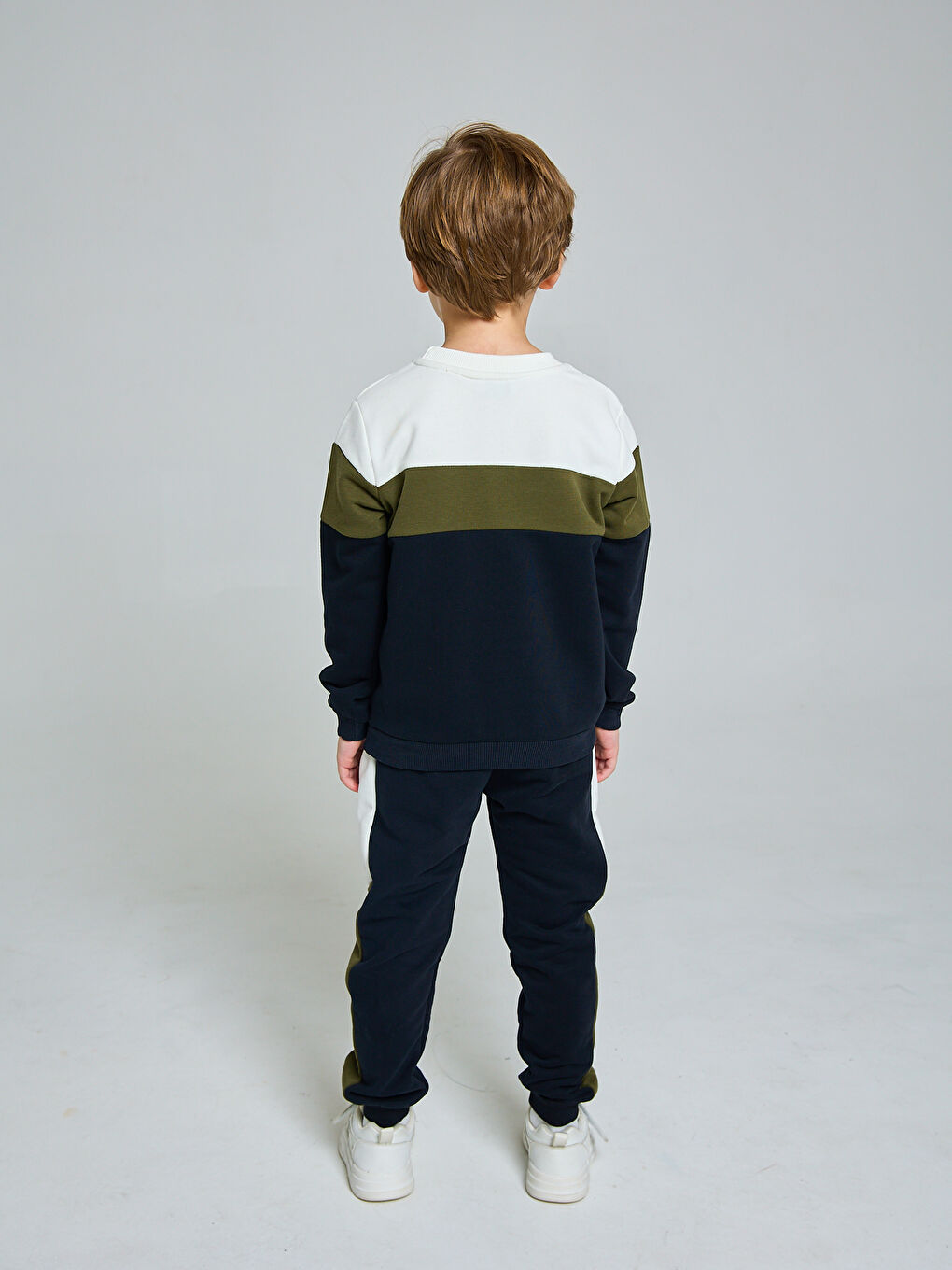 Haki Bisiklet Yaka Erkek Bebek Baskılı Sweatshirt ve Eşofman Alt 2'li Takım-5