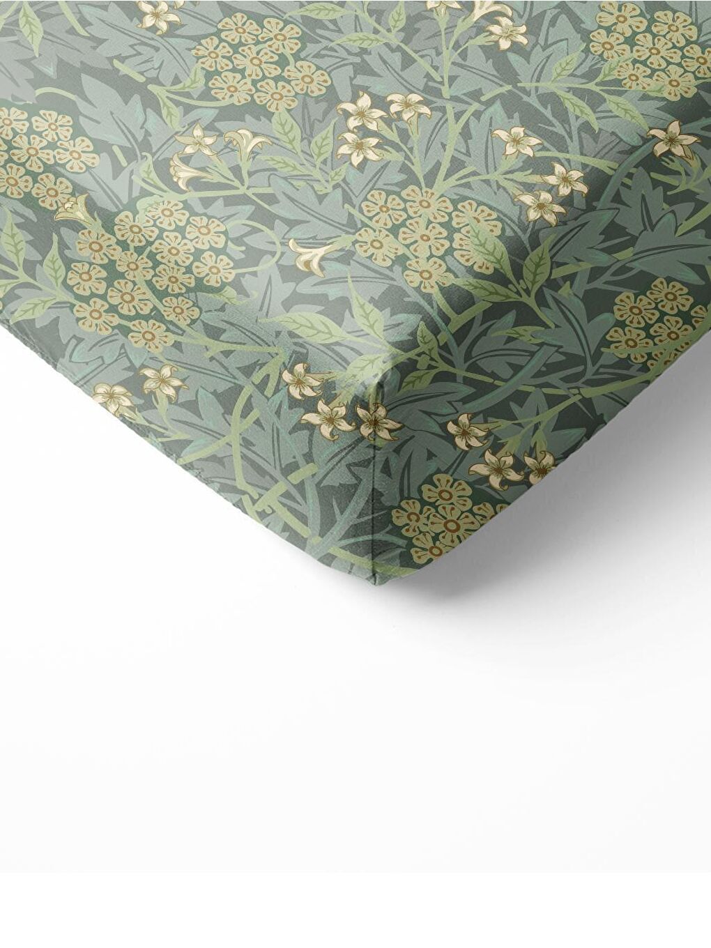 Karışık Yaprak Desen Baskılı Tek Kişilik Lastikli Çarşaf SetiYeşil-1