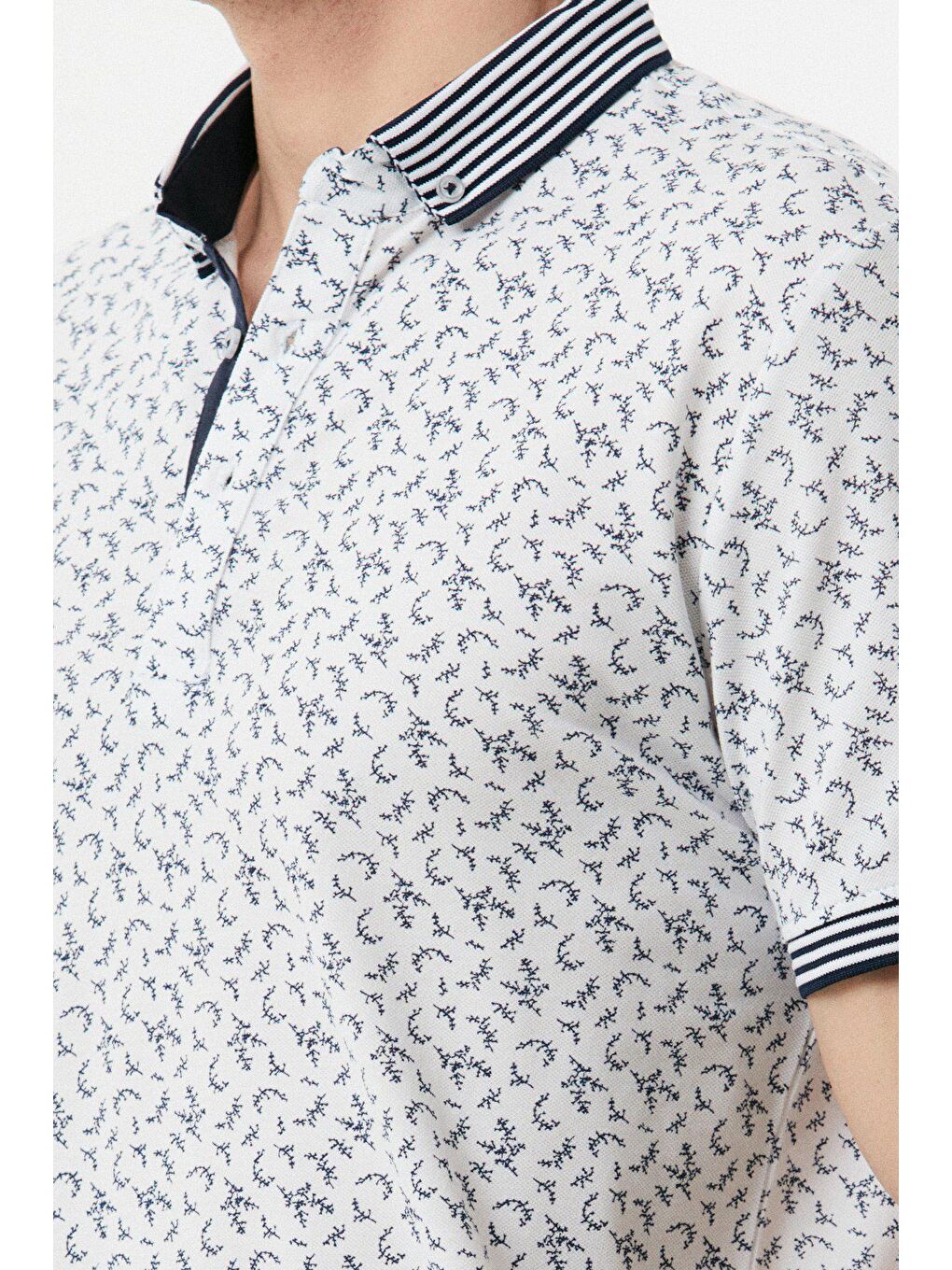 Lacivert Baskılı Polo Yaka Tişört-3