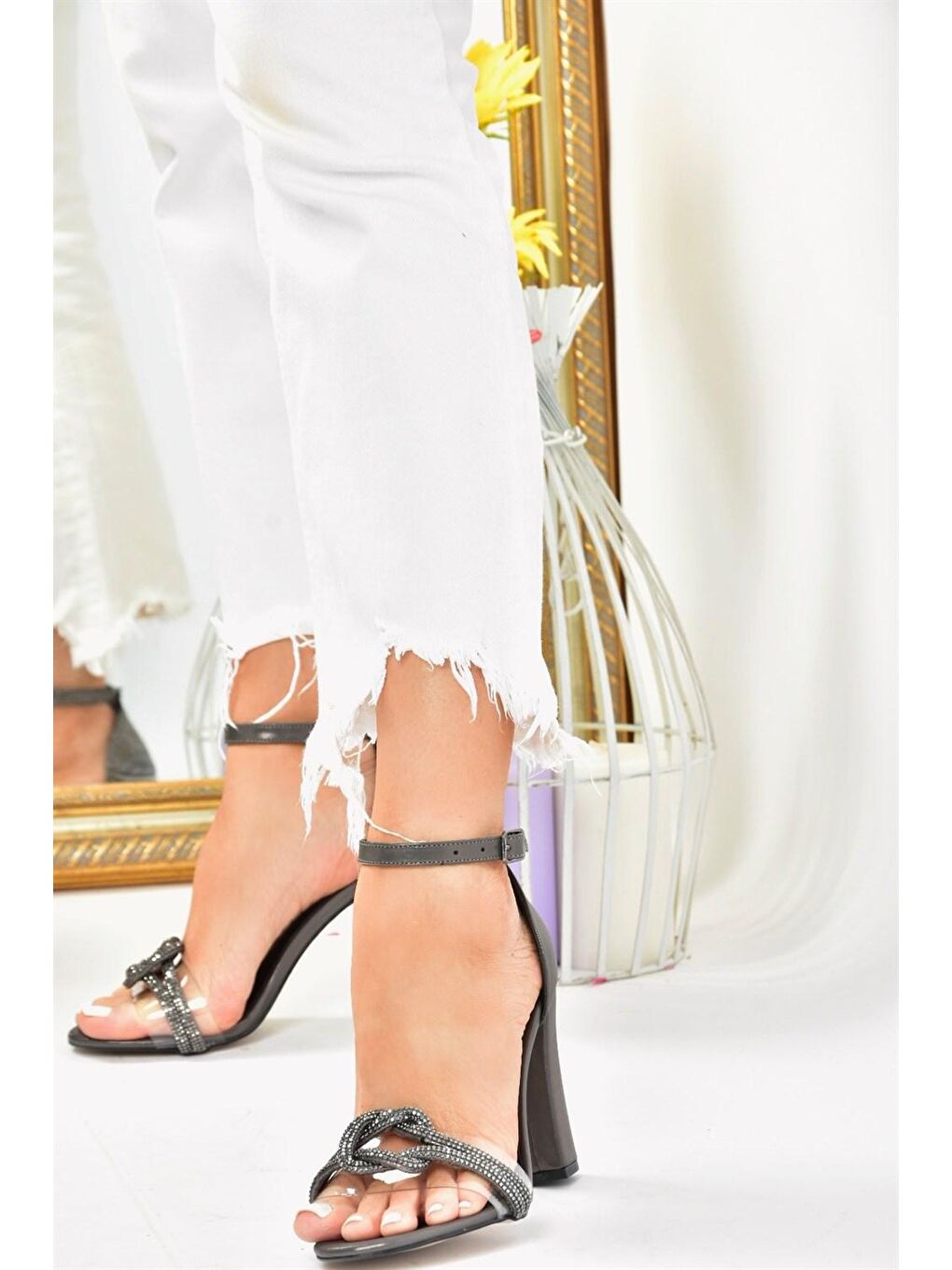 M3123063 Antrasit Kadın Topuklu Ayakkabı