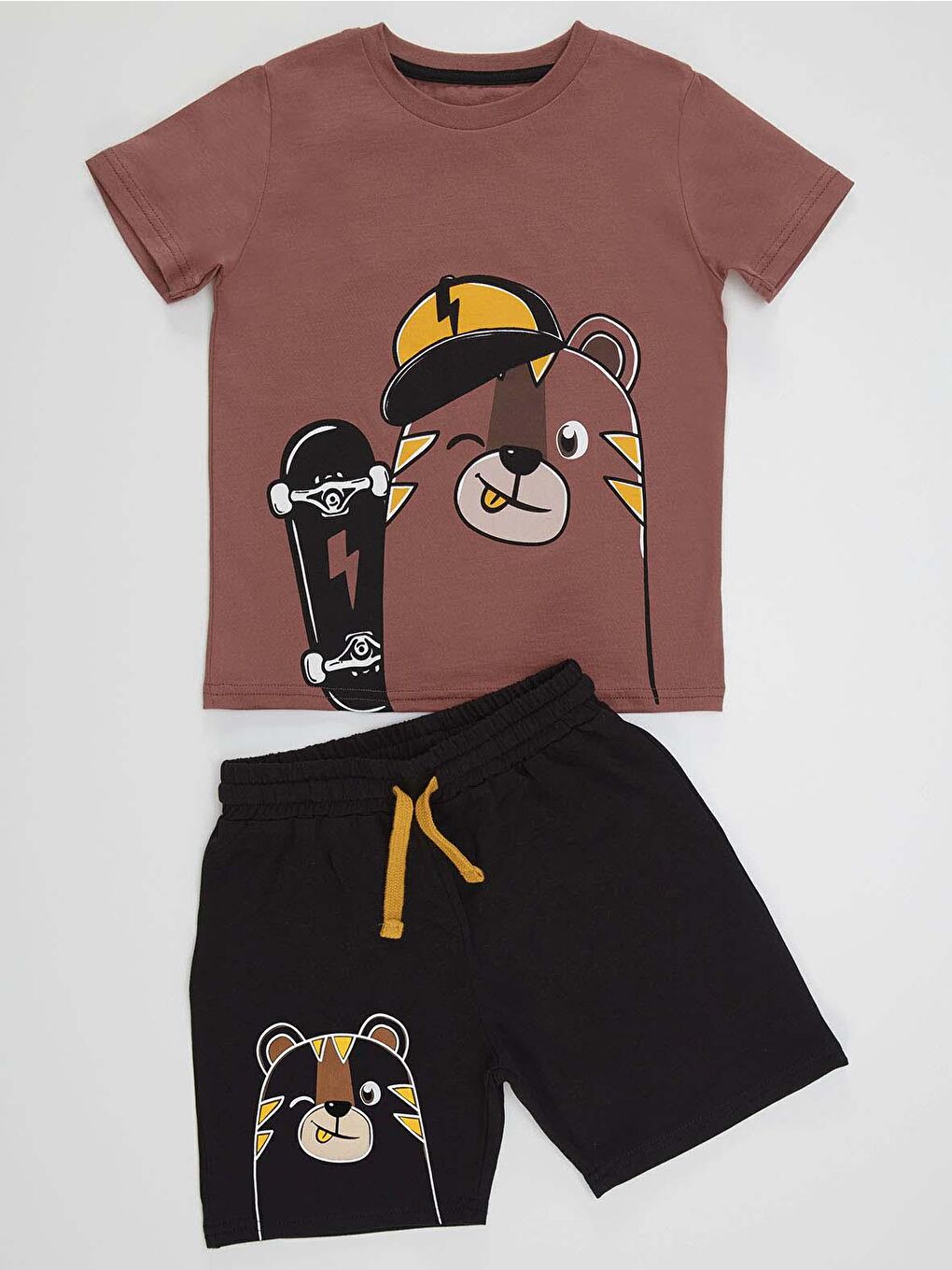 Denokids Karışık Kaykay Erkek Çocuk T-Shirt Şort Takım - 2