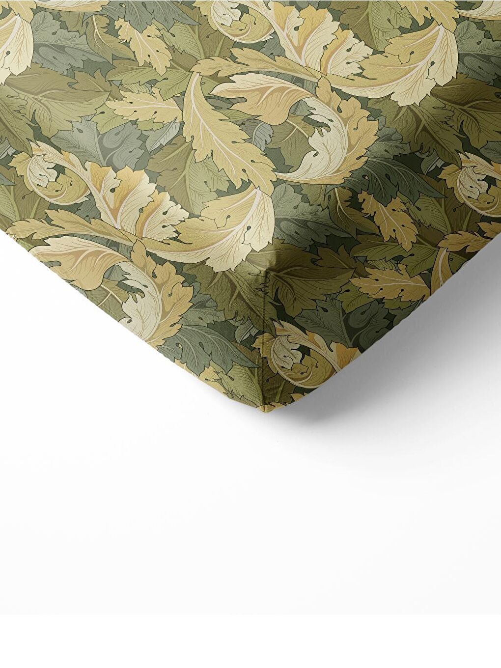 Karışık Yaprak Desen Baskılı Tek Kişilik Lastikli Çarşaf SetiYeşil-1