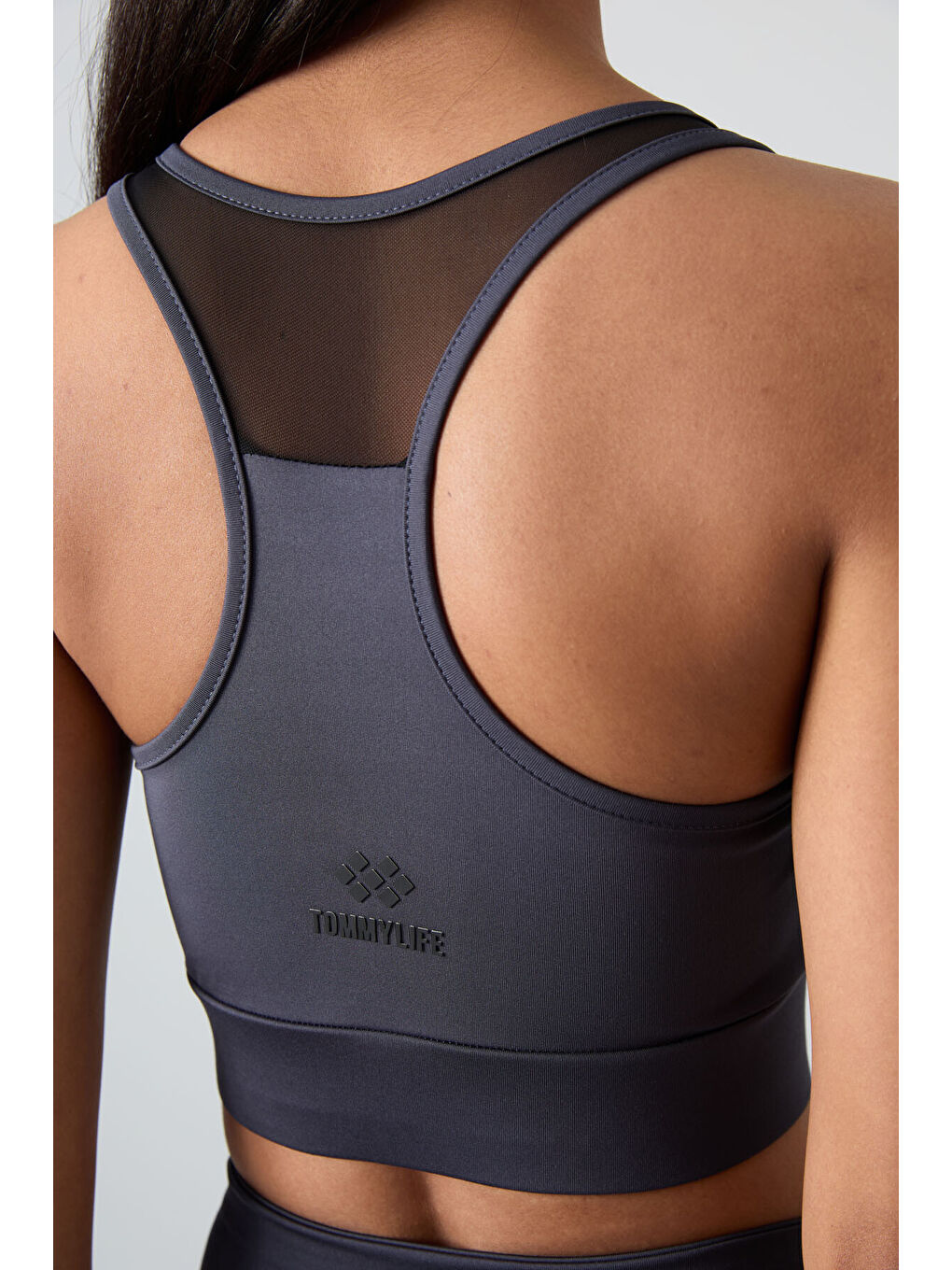 Antrasit Polyester Esnek Standart Fit Performans Kadın Tayt Takım - 95331-6