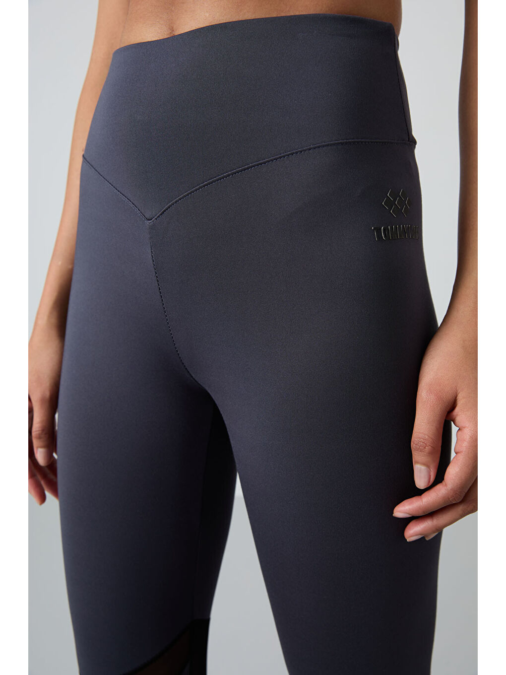 Antrasit Polyester Esnek Standart Fit Performans Kadın Tayt Takım - 95331-8