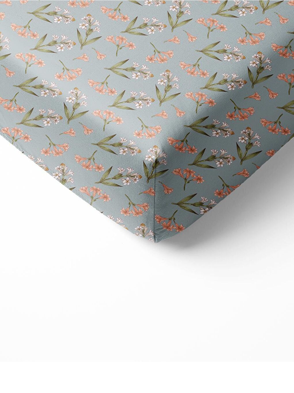 Karışık Çiçek Desen Baskılı Tek Kişilik Lastikli Çarşaf SetiGri-1