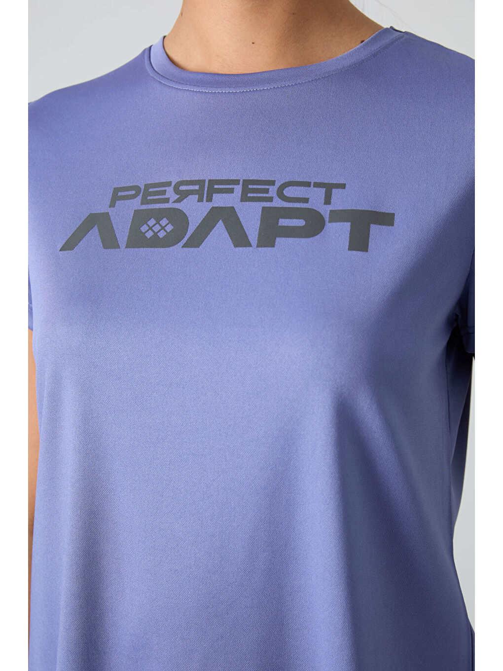 Mor Nefes Alan Dokulu İnce Performans Kadın Tişört - 97283-6