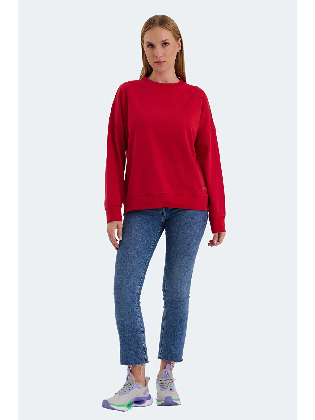 VIRTUE Kadın Oversıze Kırmızı Sweatshirt-6