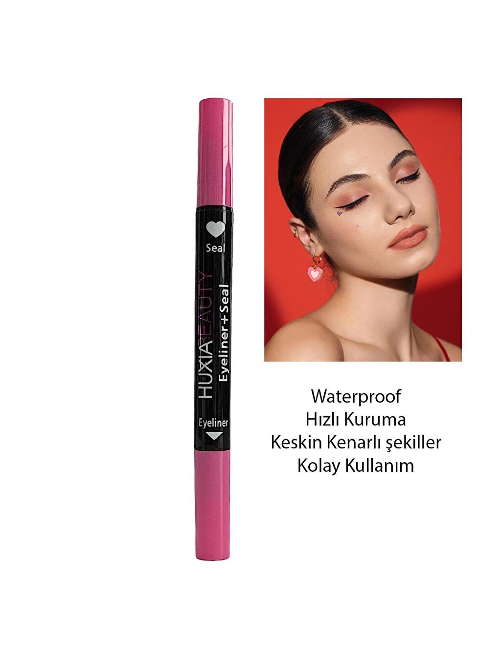 New Obsessions Pembe Kalp Damgalı Çift Başlı Eyeliner Çabuk Kuruyan Kalp Eyeliner Damgası - 2