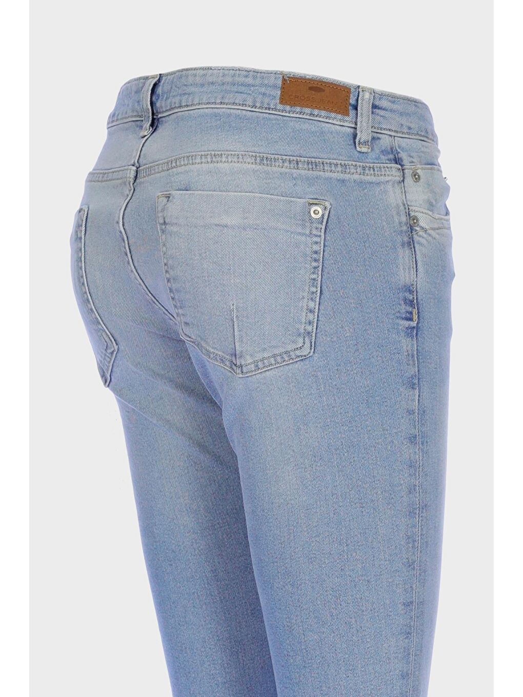 Judy Açık Mavi Yüksek Bel Patı Fermuarlı Yıpratma Detaylı Skinny Fit Jean Pantolon C 4521-220-2