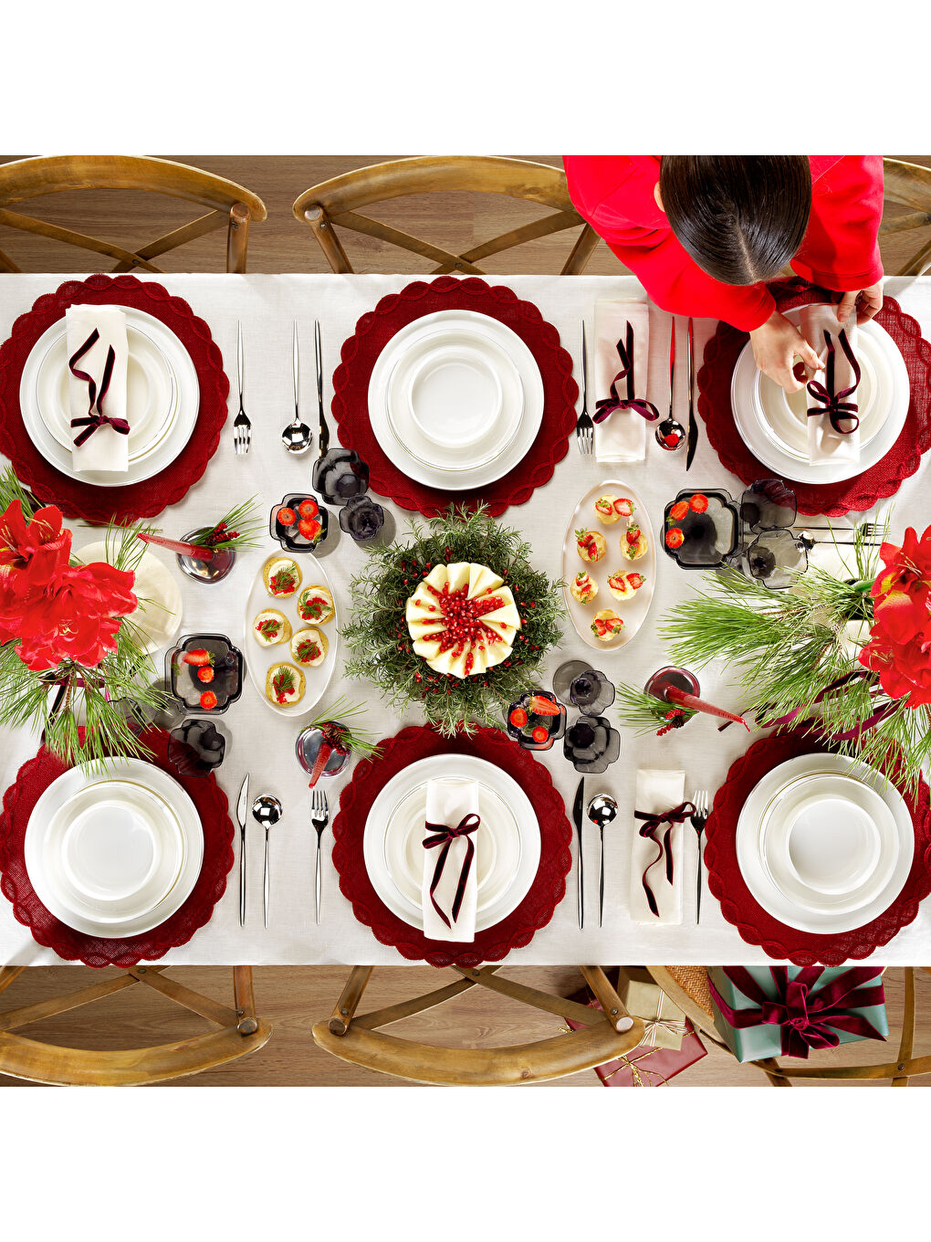 Beyaz Superfine Bone Lumiere Yemek Takımı 56 Parça-Platin-5