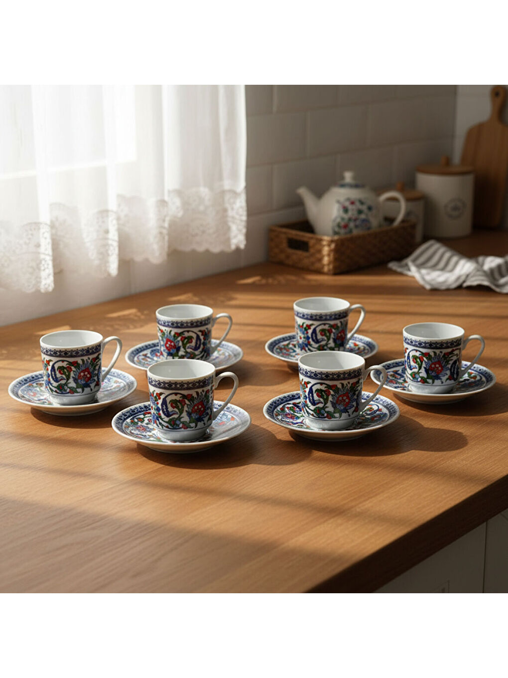 Ekru Gözde Double 6 Kişilik Kahve Fincan Takımı 60932-2