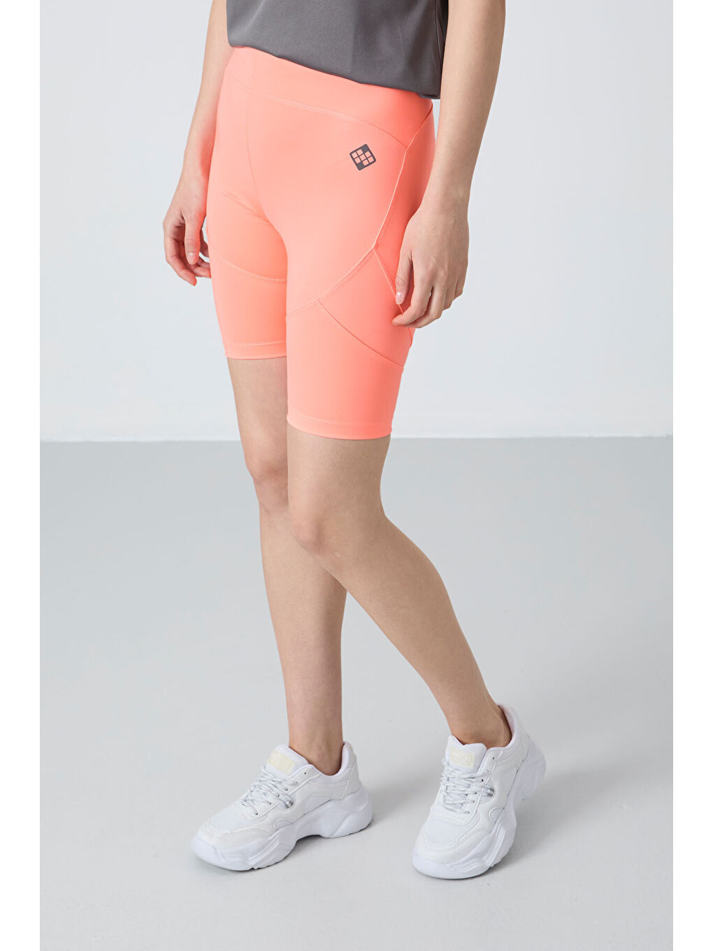 Pembe Esnek Performans Kadın Biker Tayt - 91013-2