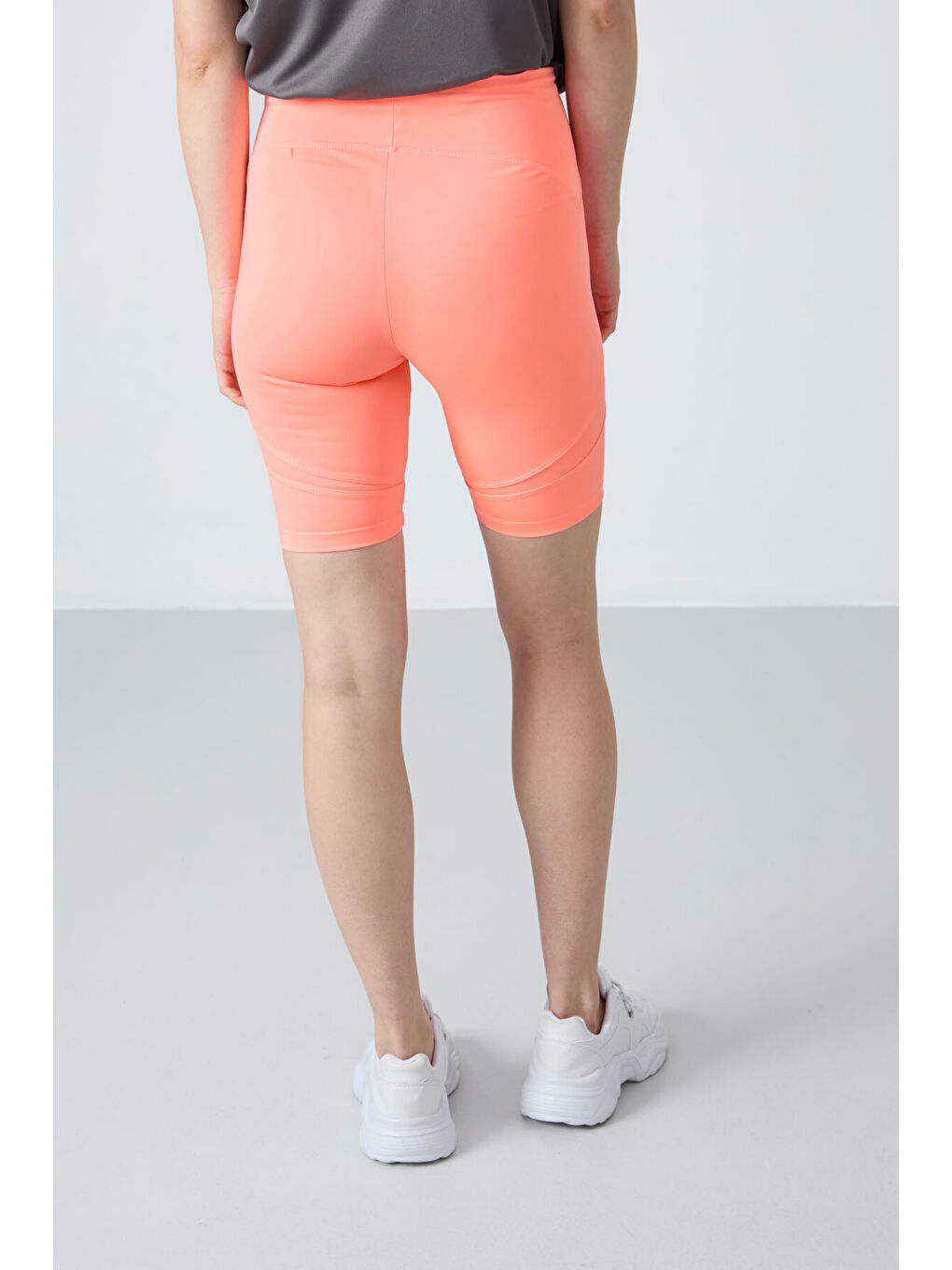 Pembe Esnek Performans Kadın Biker Tayt - 91013-8