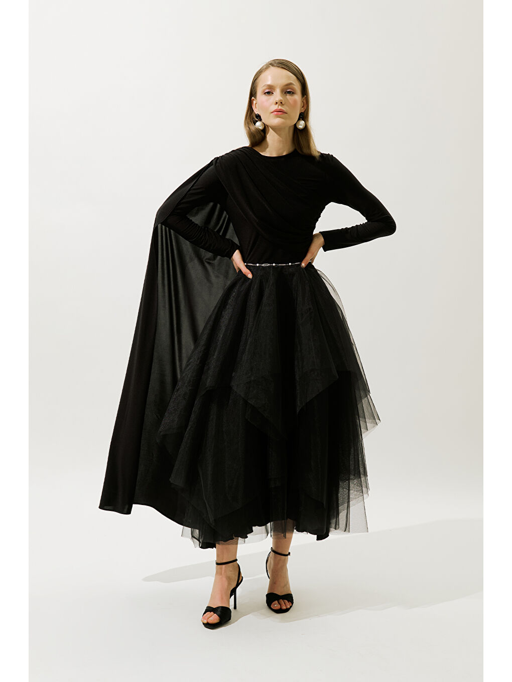 Emılıa Katlı Tül Etek Siyah-3