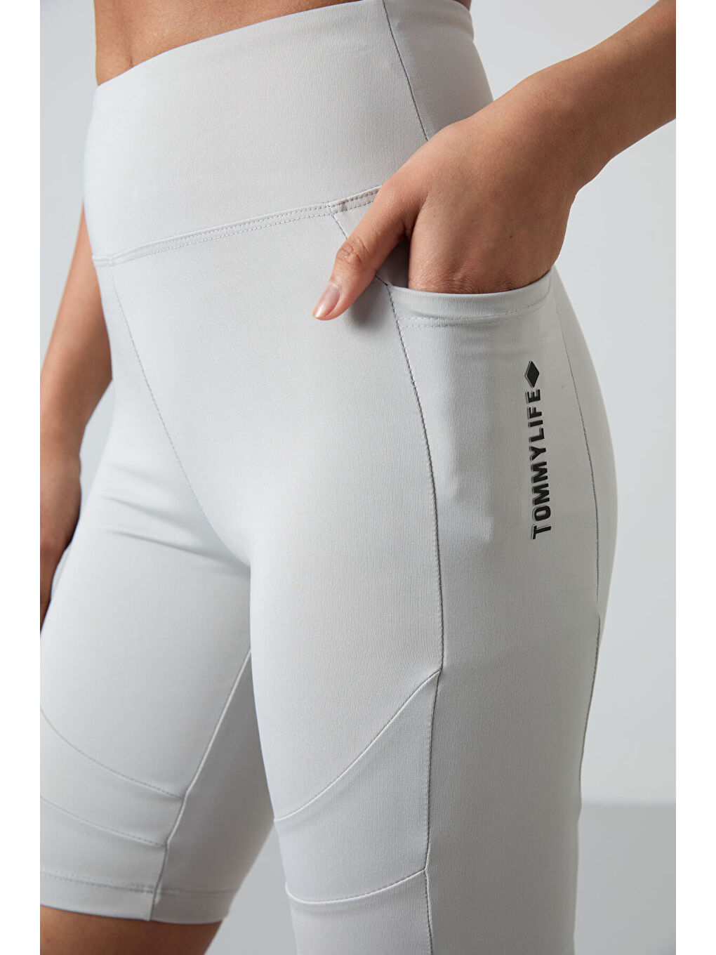 Bej Esnek Performans Kadın Biker Tayt - 91012-4