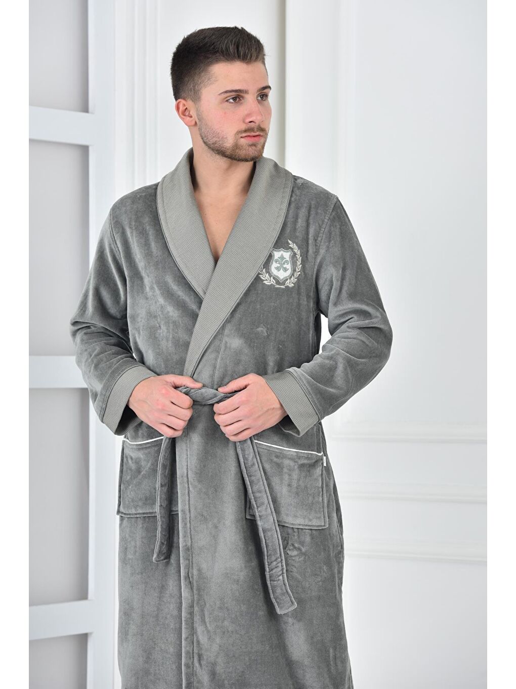 Masal Erkek Bornoz %100 Organik Pamuk Nakışlı Yeşil