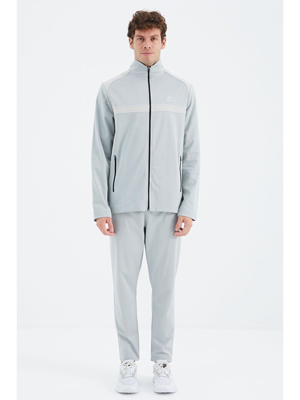 Bej Taş Dik Yaka Cep Detaylı Rahat Kalıp Erkek Eşofman Takımı - 85213