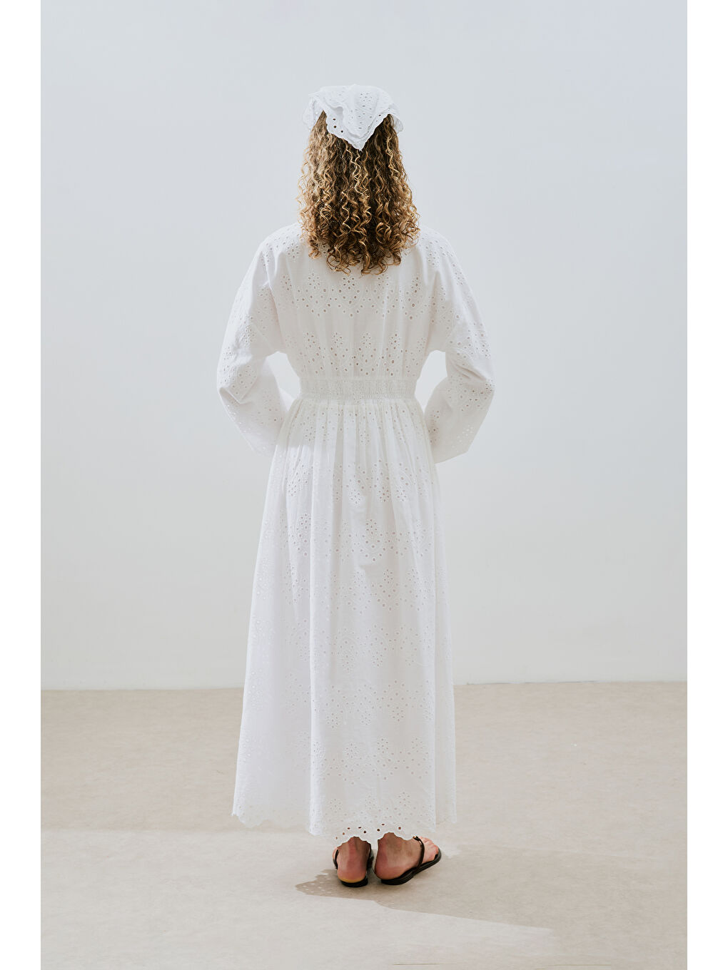 Brode Düğmeli Elbise Ekru-6