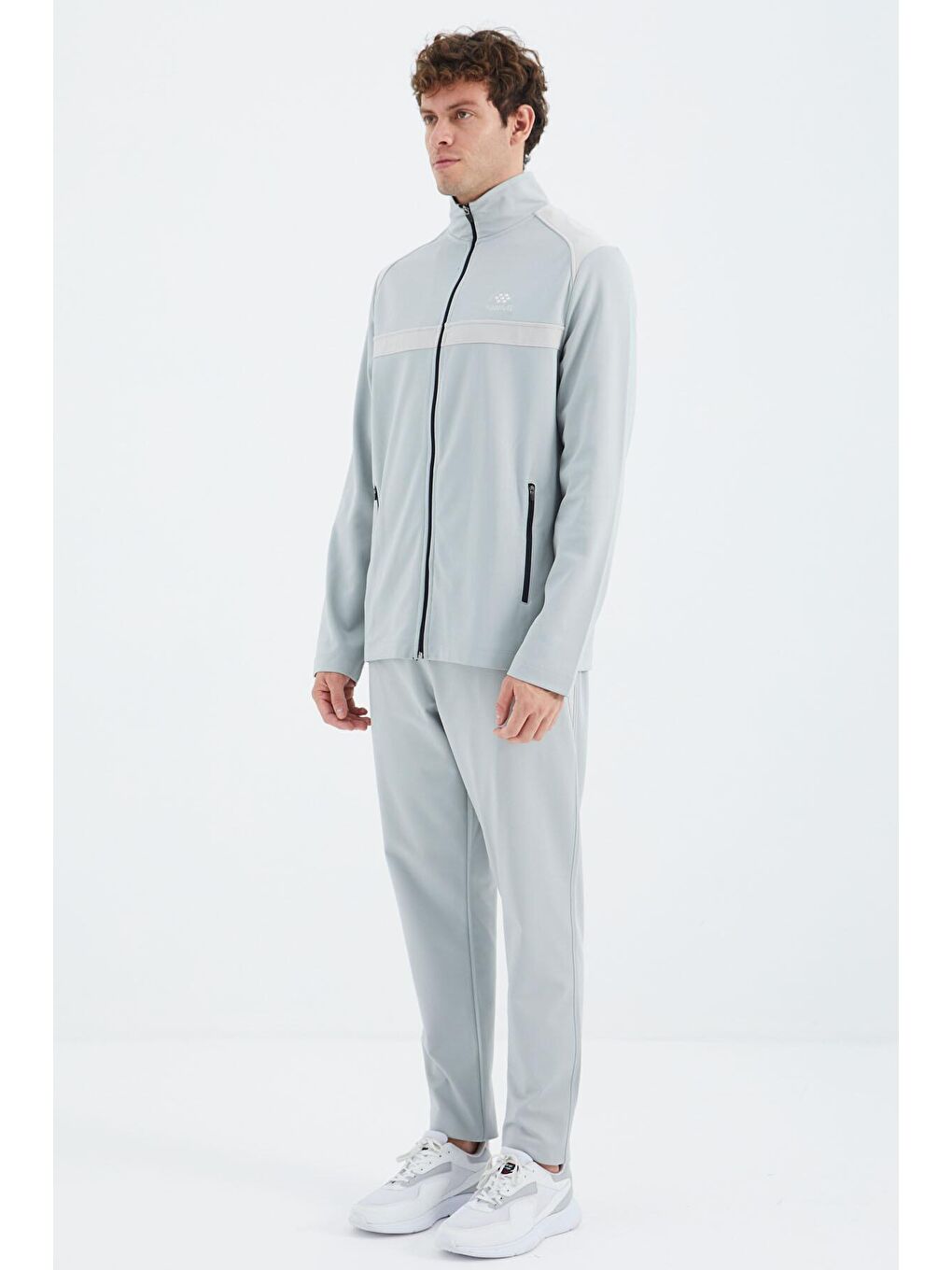 Bej Taş Dik Yaka Cep Detaylı Rahat Kalıp Erkek Eşofman Takımı - 85213-3