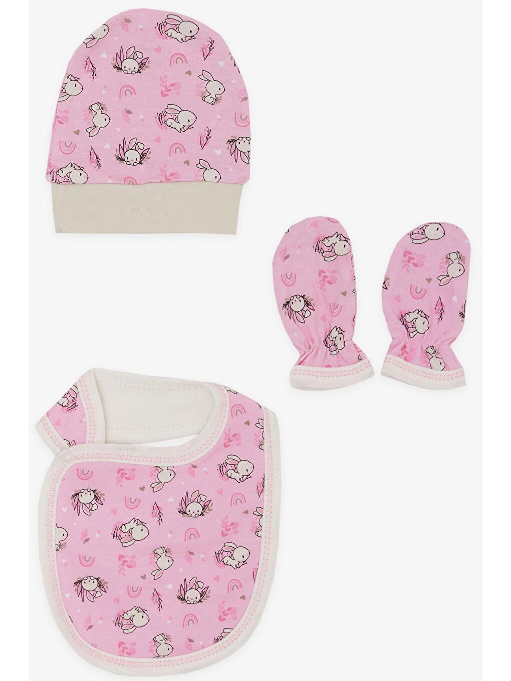 Kız Bebek Hastane Çıkışı 5 li Sevimli Tavşancık Desenli Pembe (0-3 Ay)-4