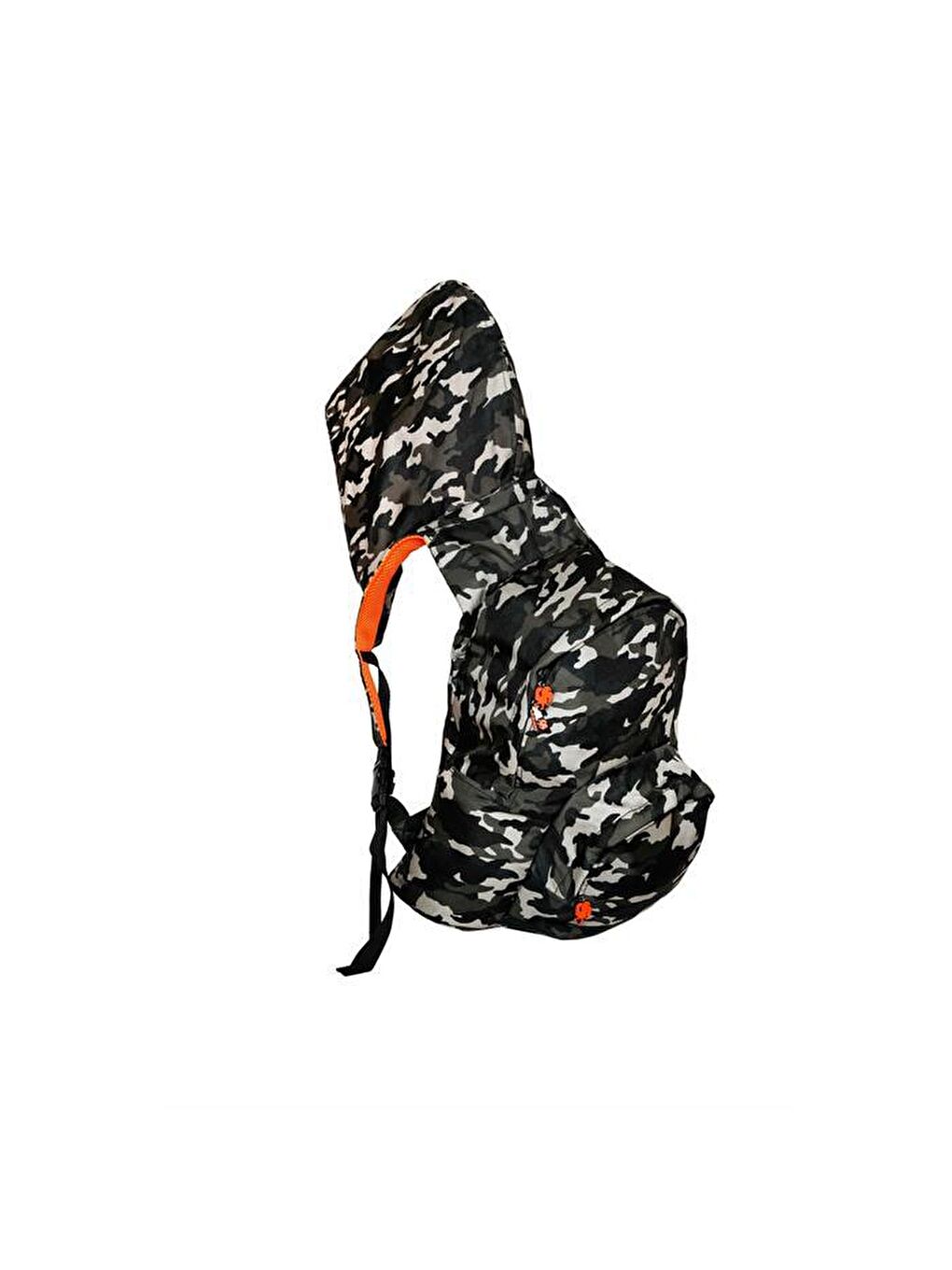 Morikukko Karışık Camo Neon Orange Çıkabilir Kapüşonlu Sırt Çantası