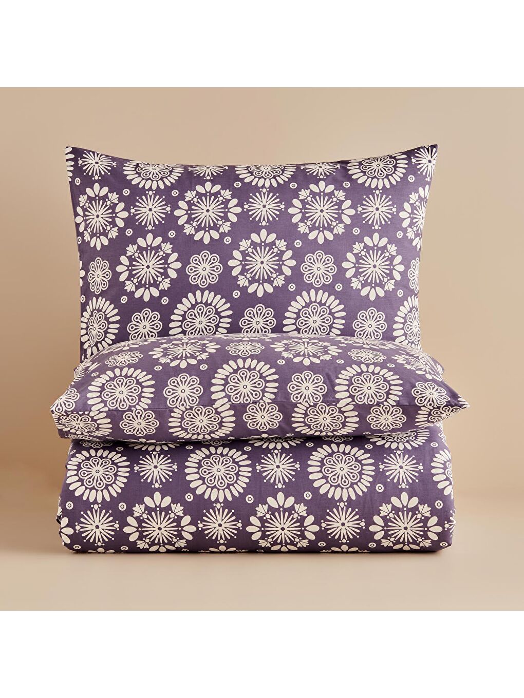 %100 Pamuk Ranforce Misa King Size Nevresim Seti Mor-1