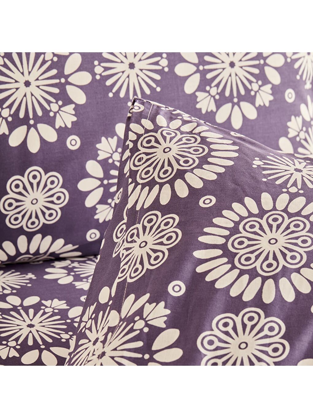 %100 Pamuk Ranforce Misa King Size Nevresim Seti Mor-3