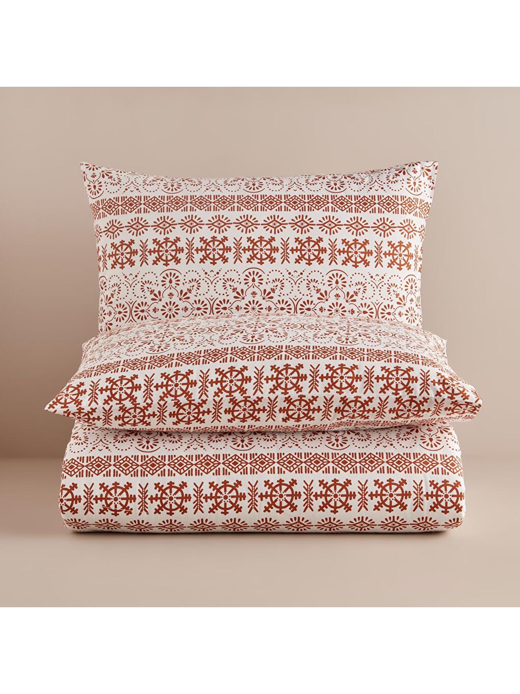 Kahverengi %100 Pamuk Ranforce Vibrant King Size Nevresim Seti Kiremit-1